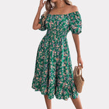 Floral Print Square Collar Dress Summer