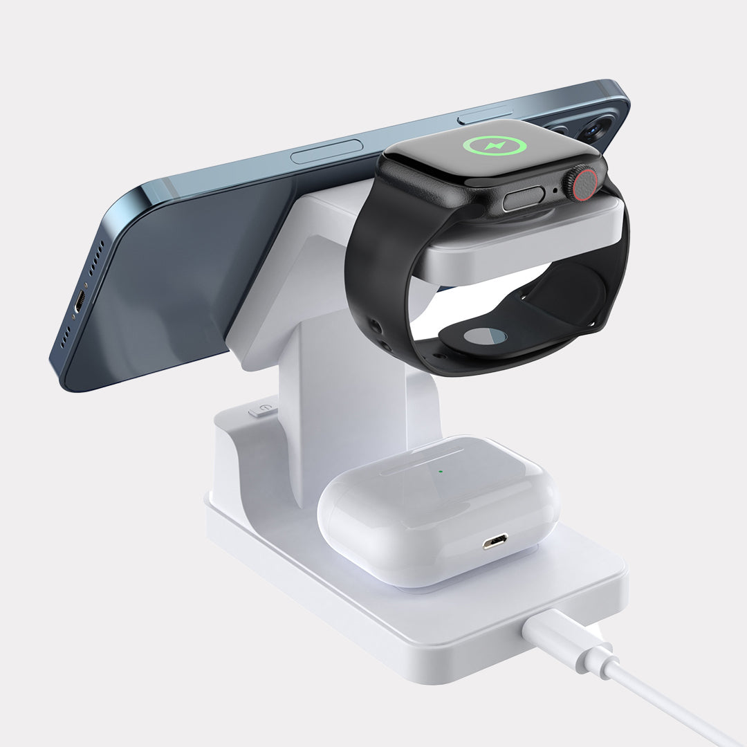 Magnetic Three-in-one 15W Wireless Charger With Clock