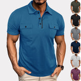 Summer Lapel Button Polo Shirt With Pockets