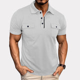 Summer Lapel Button Polo Shirt With Pockets