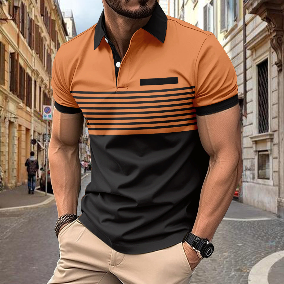 Casual Striped Shirt With Chest Pocket