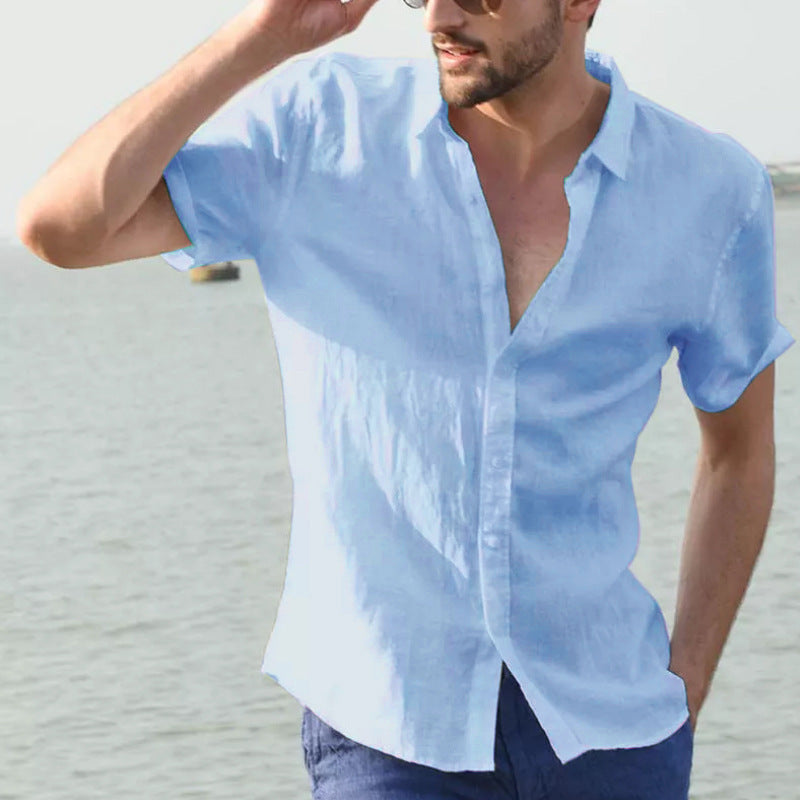 Summer Short-sleeved Shirt Casual Button