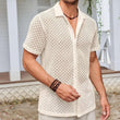 Summer Mesh Short Sleeve Shirt Solid Color