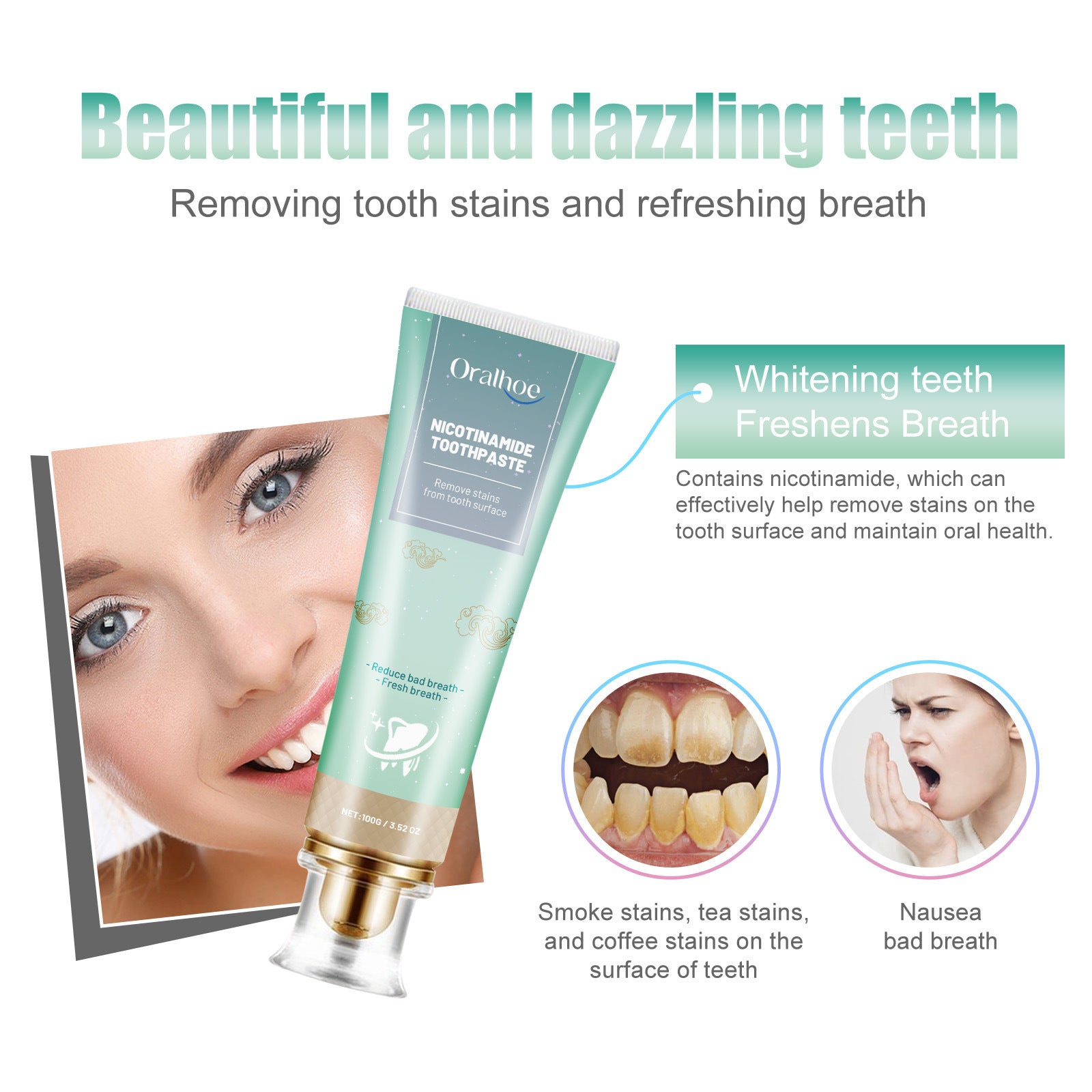 Nicotinamide Toothpaste Whitening Cleaning Care